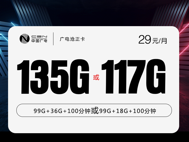 广电沧正卡【29元135G或117G】